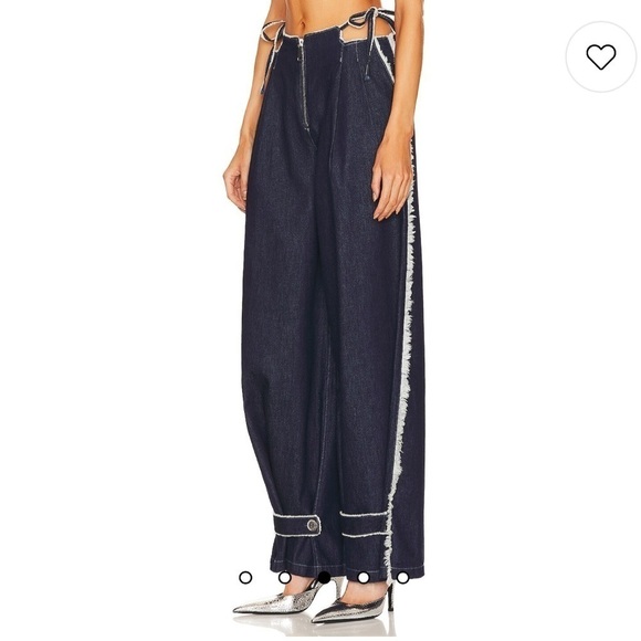 NWT Ceren Ocak Low waist pleated pant in navy blue - Picture 3 of 14